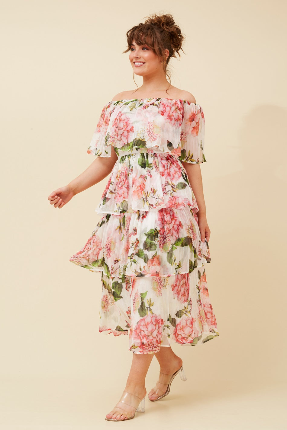 SAMARA OFF SHOULDER DRESS (Multi White)