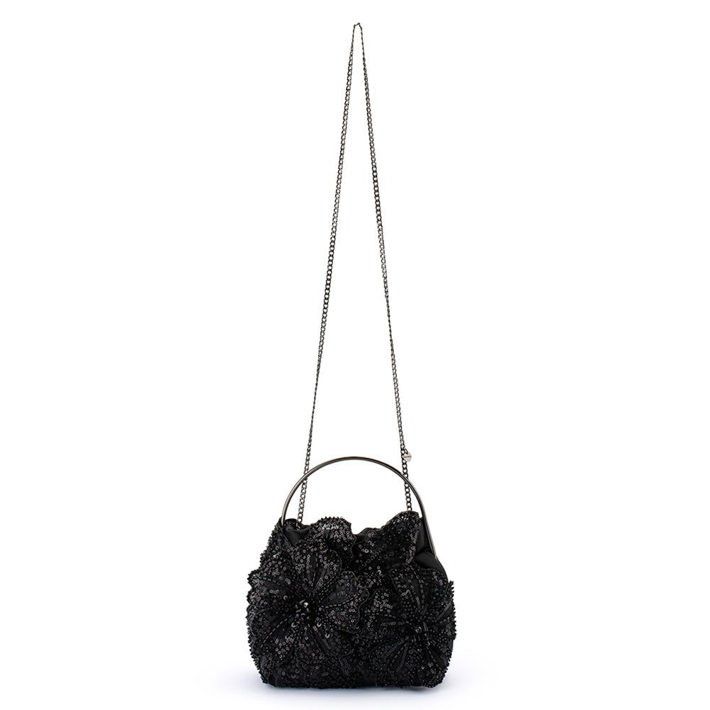 Olga Berg FLORA Applique Top Handle (Black)