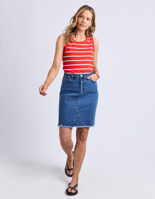 Iris Stripe Tank - (Tangelo / White Stripe)