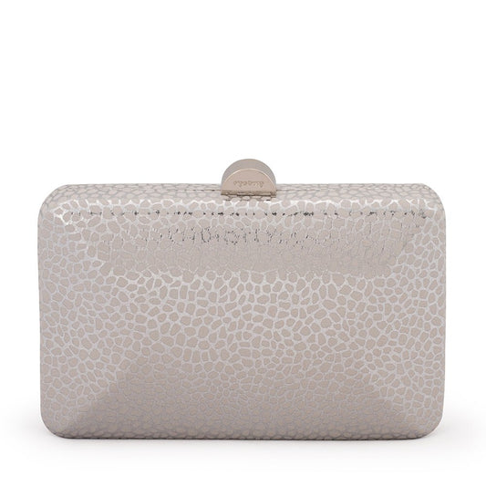 Olga Berg FRANKIE Embossed Clutch (Silver)