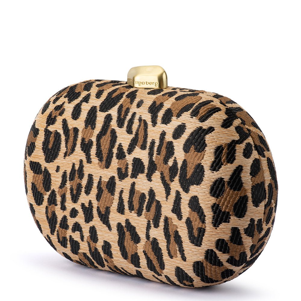 Olga Berg GISELLE Woven Clutch (Leopard)