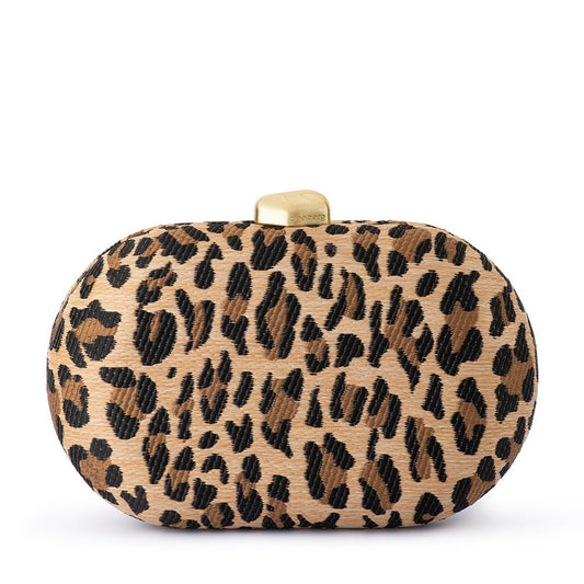 Olga Berg GISELLE Woven Clutch (Leopard)