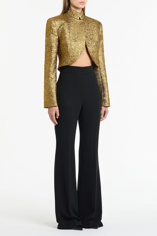 Carla Zampatti Metallic Brocade Crop Jacket (Gold)