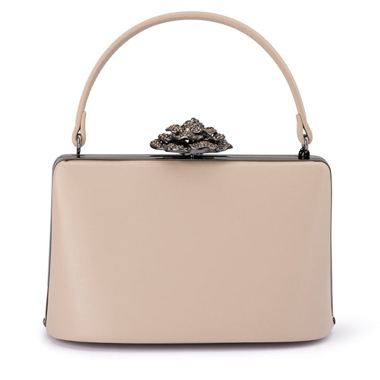 Olga Berg GRACE Embellished Frame Bag (Natural)