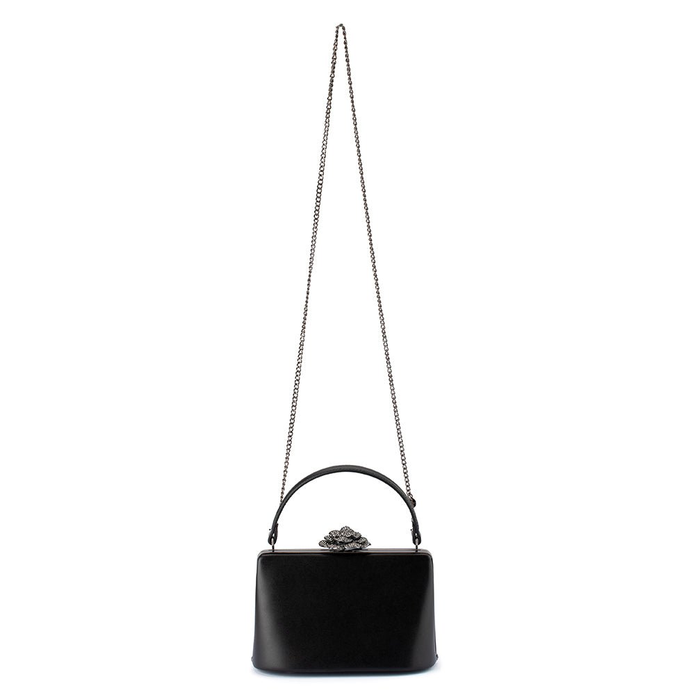 Olga Berg GRACE Embellished Frame Bag (Black)