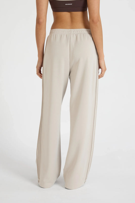 ALLFENIX Soft Luxury Pin Tuck Wide Leg Track Pant (Stone)