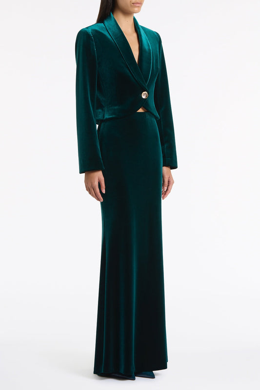 Carla Zampatti Hunter Velvet Column Skirt (Green)