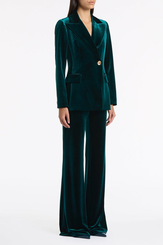 Carla Zampatti Hunter Velvet Longline Jacket (Green)