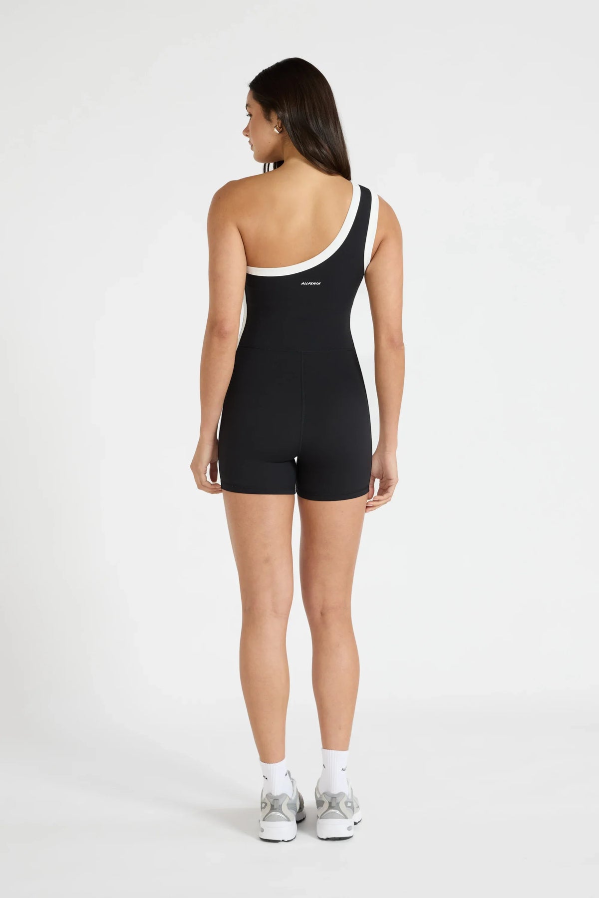 ALLFENIX CloudCore Contrast One Shoulder Unitard Onyx; (White)