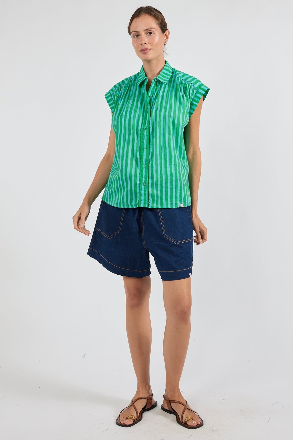 Image of a model wearing Shorts. Product name - IBSA El Paso Short Dark in Dark colour by brand - I.B.S.A