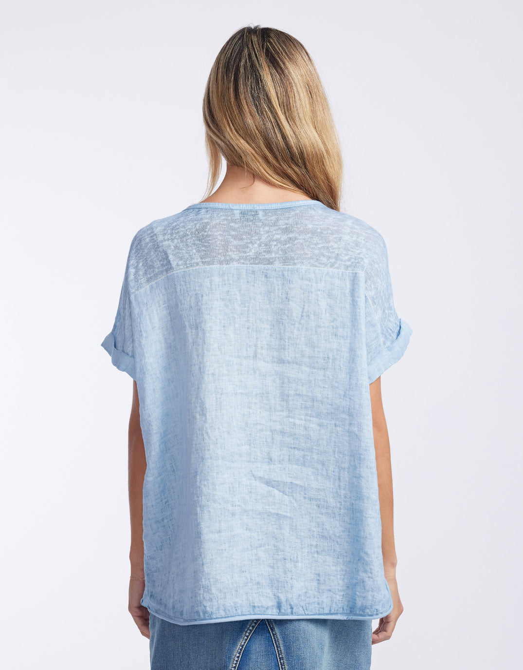 Love From Italy Calypso Linen Short Sleeve Top (Ice Blue)