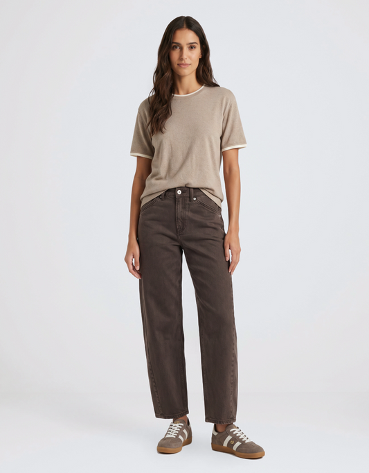 Stories Be Told Idolise Stretch Soft Barrel Jean (Mocha)