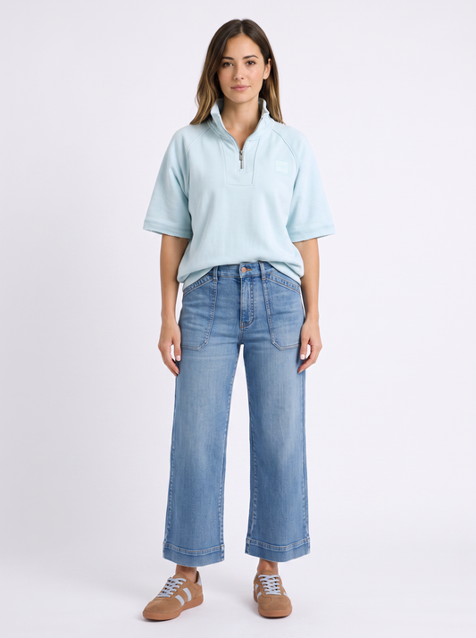 Foxwood Piped Crew Solid (Cool Blue)