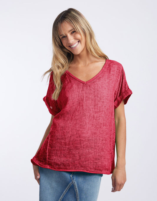 Love From Italy Calypso Linen Short Sleeve Top (India Rust)