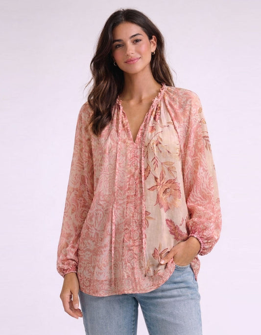 Emily Ruffle Shirt - (Blush Print)