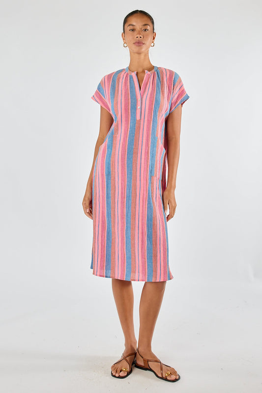 Division Itami Basque Capped Sleeve Dress (Blue)