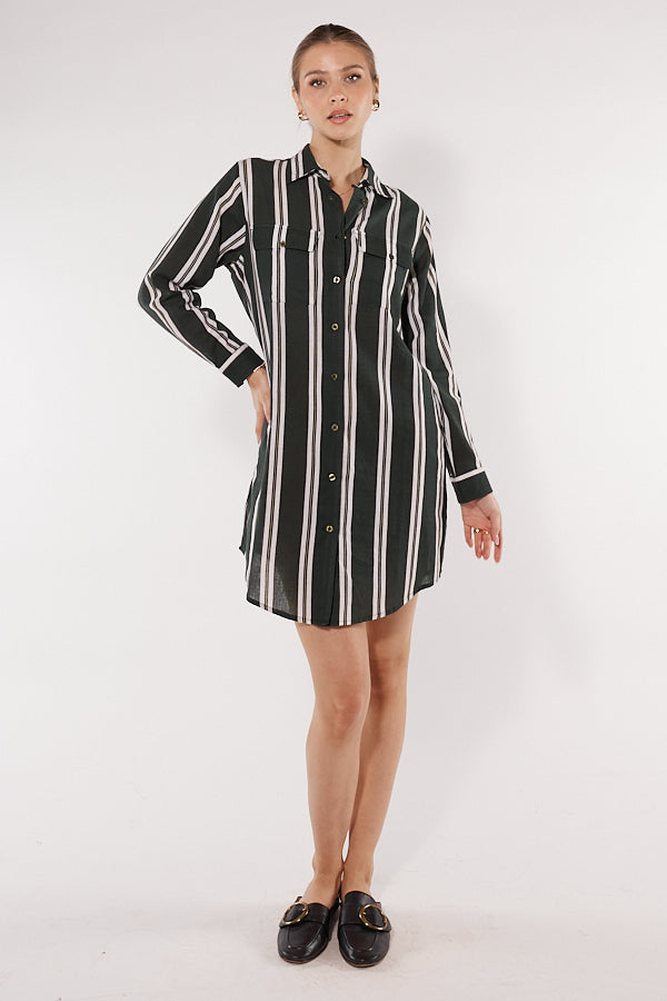 Division Itami Marseille Shirtdress Stripe (Black)
