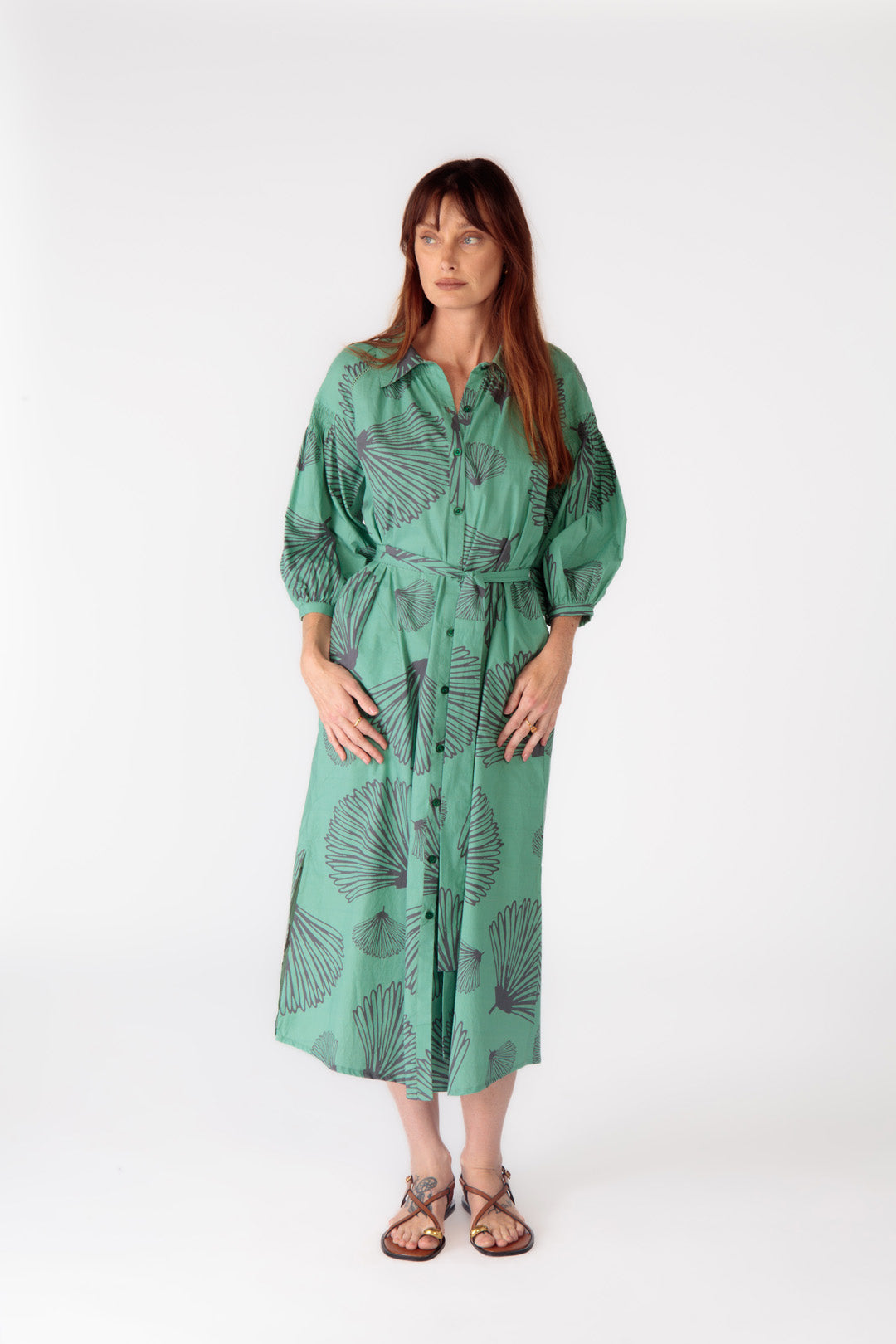 Division Itami Moussi LS Button Dress (Green)