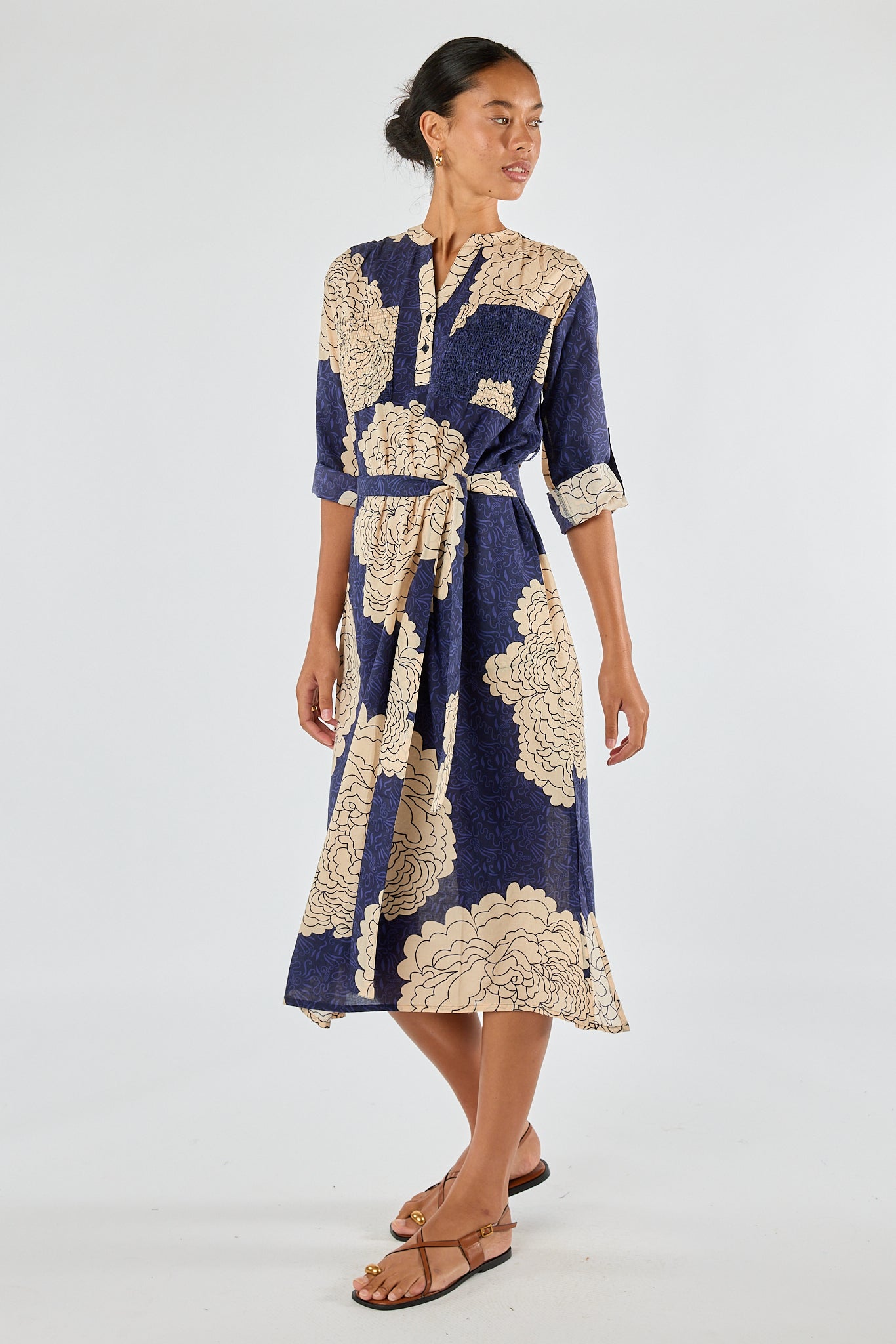Division Itami Orient Long Sleeve Dress (Navy)