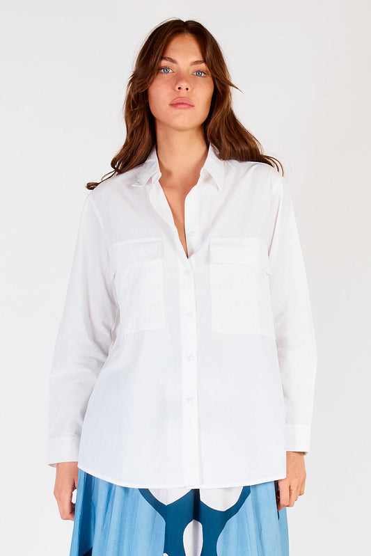 Division Itami Pamplone Shirred Pocket Shirt (White)