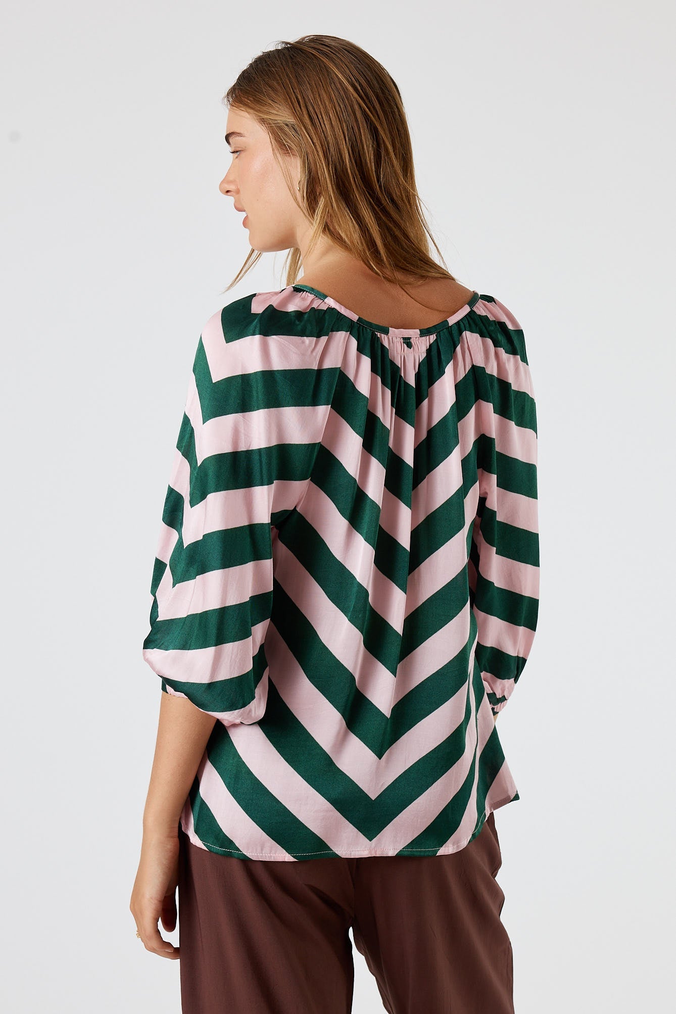 Division Itami Stripe Button Top (Olive)