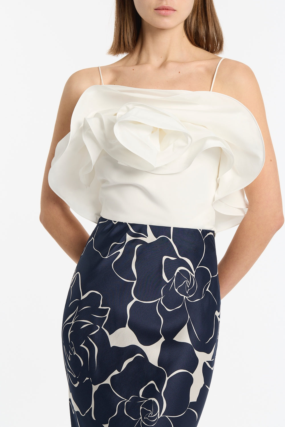 Carla Zampatti Cotton Taffeta Flower Top (Ivory)