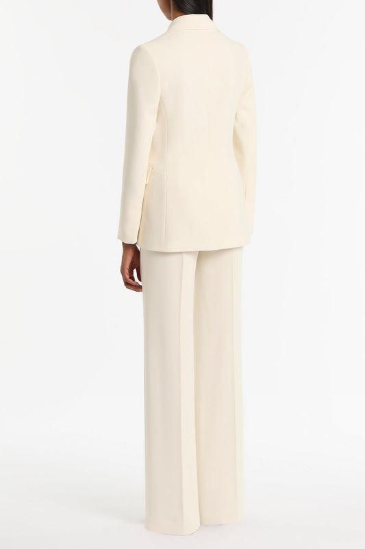 Carla Zampatti Ivory Crepe Long Line Jacket (White)