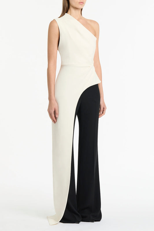 Carla Zampatti Crepe One Shoulder Longline Top (Ivory)