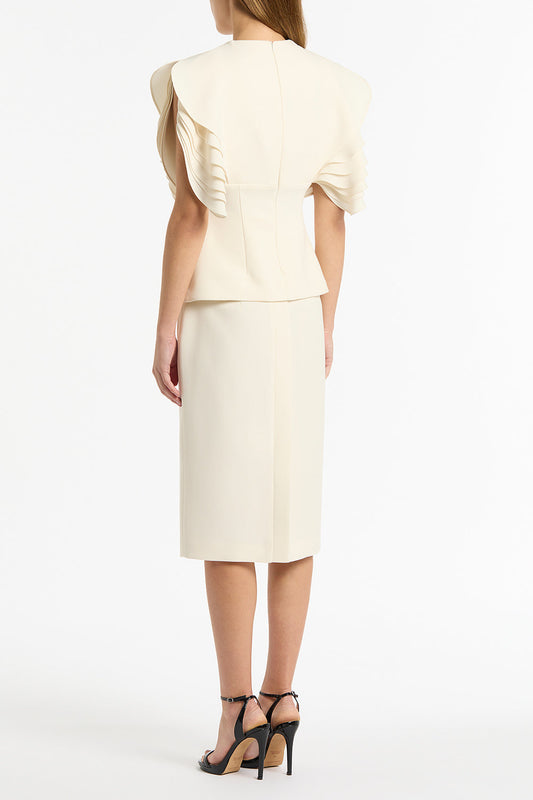 Carla Zampatti Ivory Crepe Pencil Skirt (White)