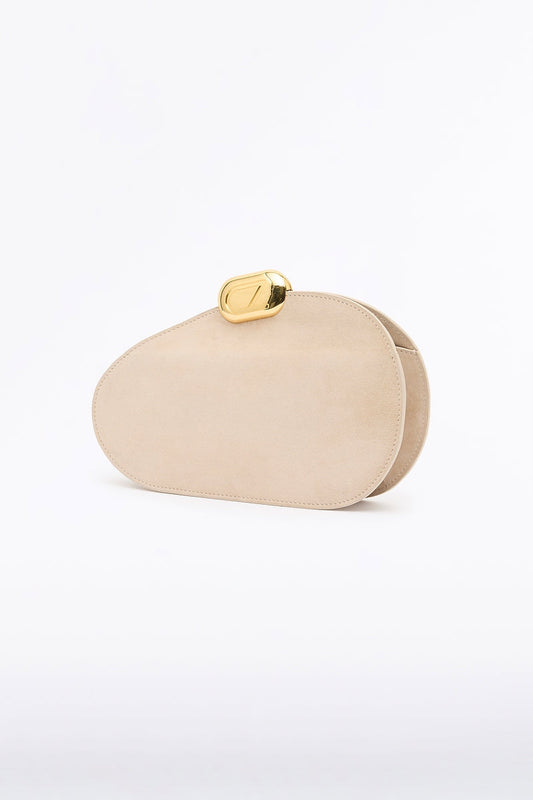 Carla Zampatti Cz Oval Suede Clutch (Ivory)