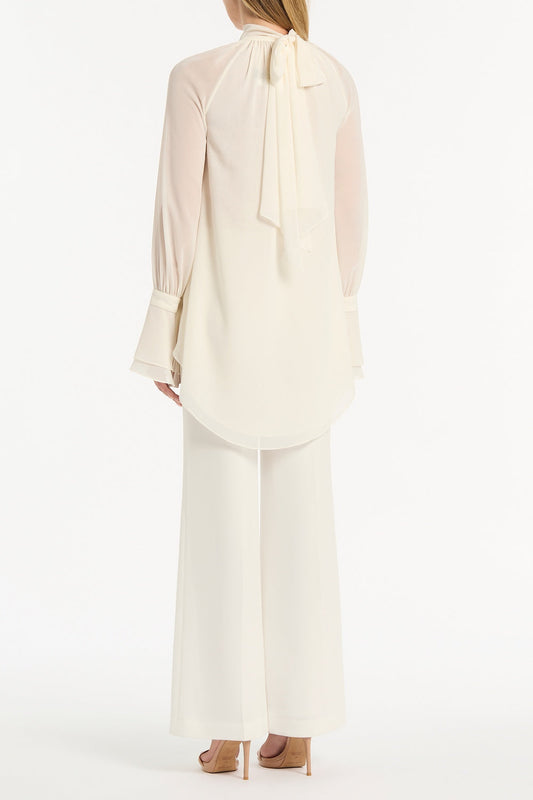 Carla Zampatti Ivory Georgette High Low Blouse (White)
