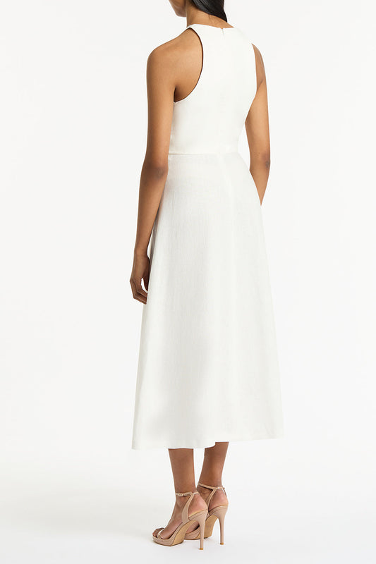 Carla Zampatti Ivory Linen V-Neck Wrap Dress (White)