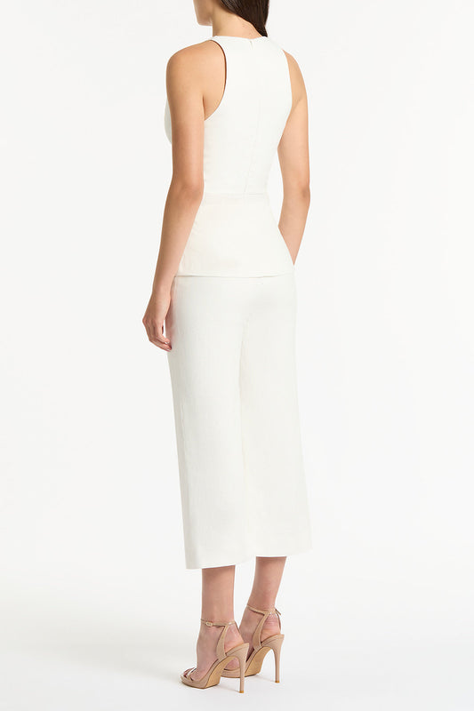 Carla Zampatti Ivory Linen V-Neck Wrap Top (White)