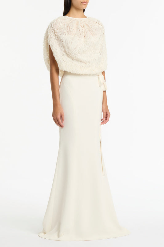 Carla Zampatti Ivory Onda Tie Waist Top (White)