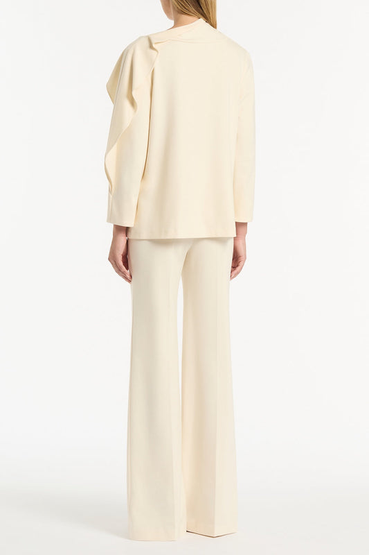Carla Zampatti Ivory Ponte Shoulder Detail Top (Cream)