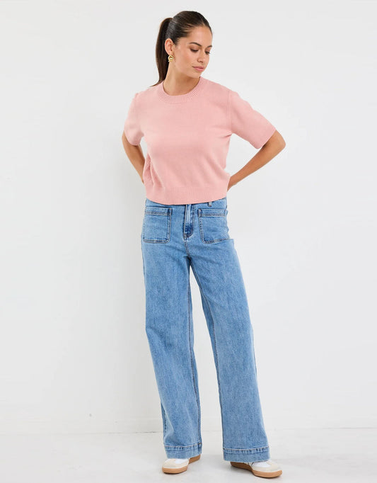Ivy & Jack Topic Cashmere Blend Soft Knit Tee (Blush)