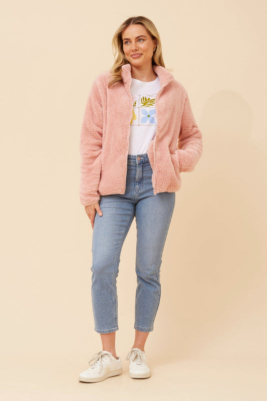 LYN TEDDY FUR JACKET (Artichoke)