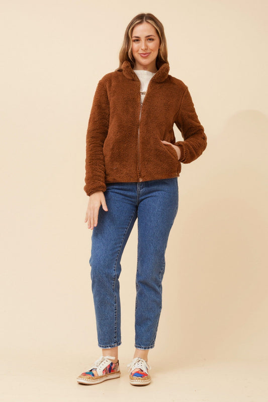 Caroline Morgan Australia LYN TEDDY FUR JACKET (Cinnamon)
