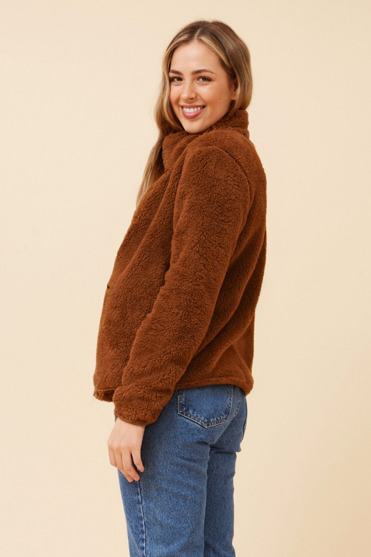 Caroline Morgan Australia LYN TEDDY FUR JACKET (Cinnamon)