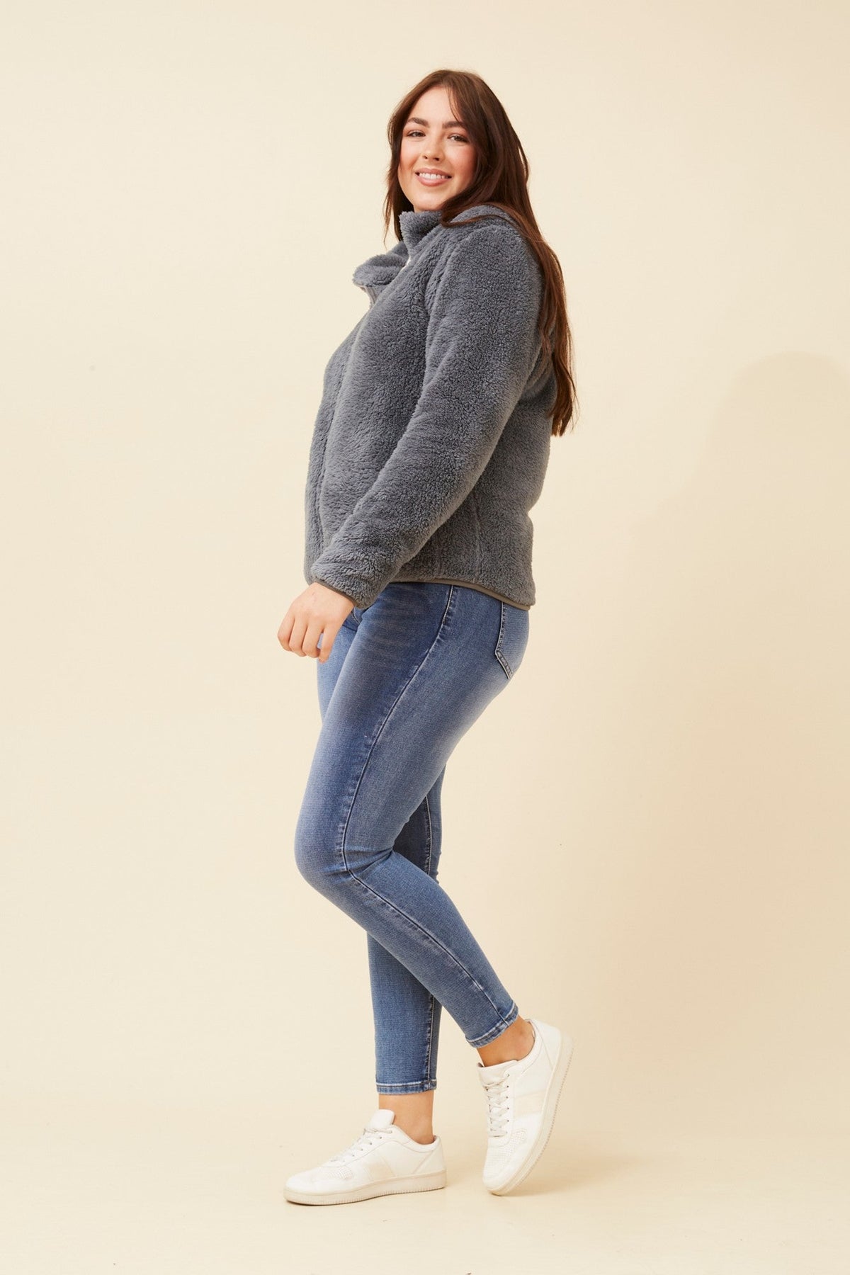 Caroline Morgan Australia LYN TEDDY FUR JACKET (Pewter)