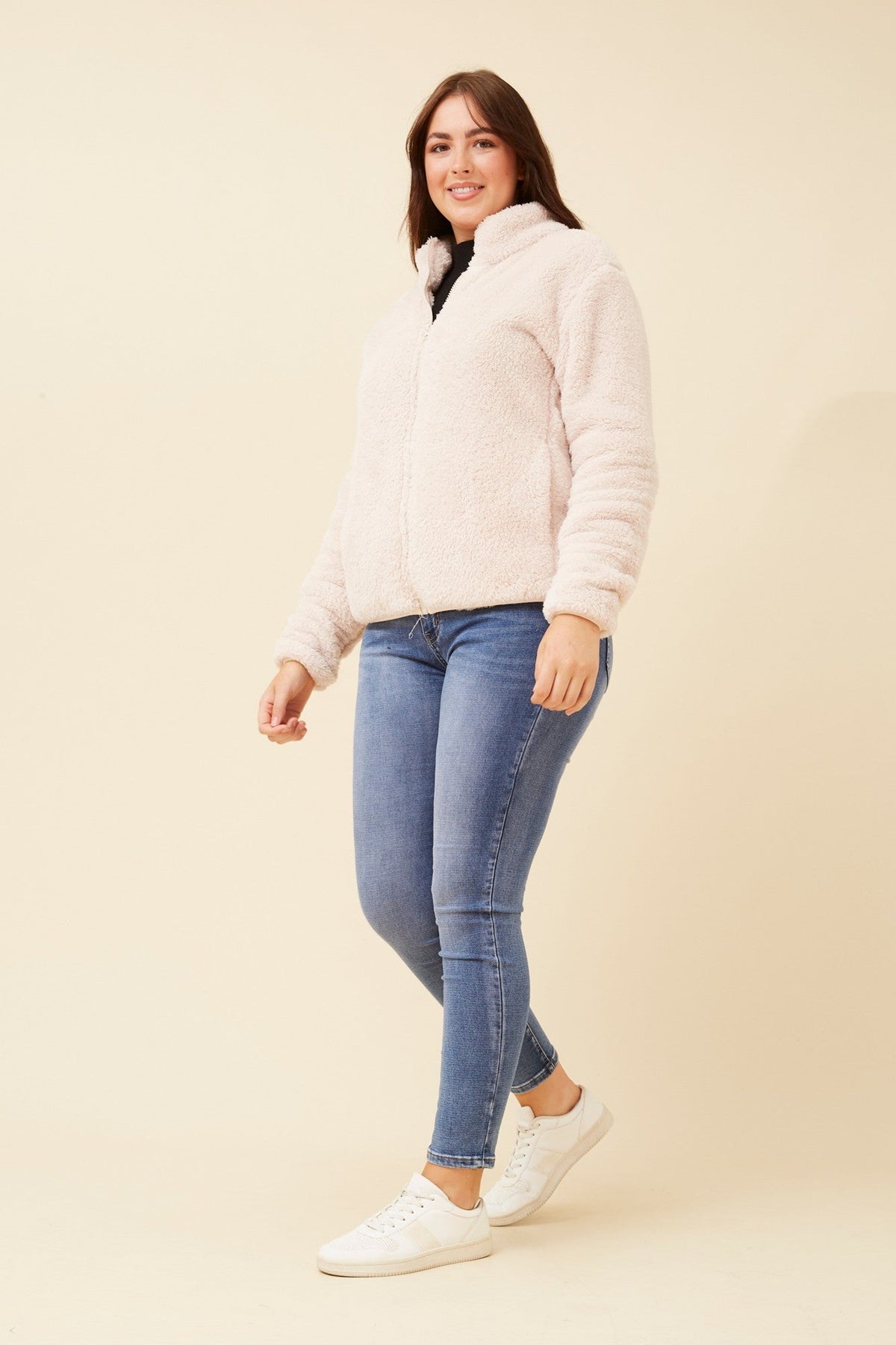 Caroline Morgan Australia LYN FAUX FUR JACKET (PLUS) (Ivory)