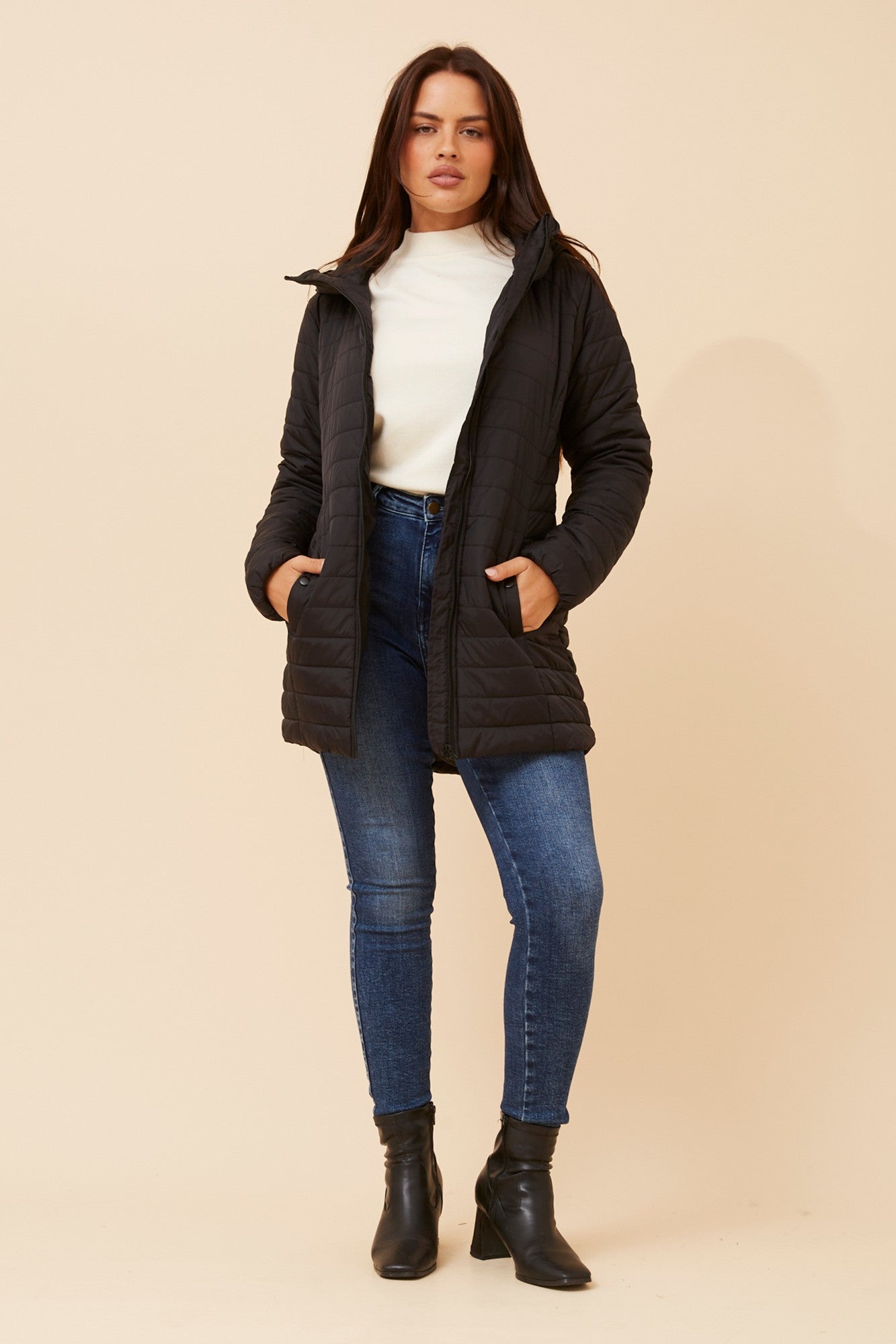 CARSON HOODED PUFFER JACKET (Black)