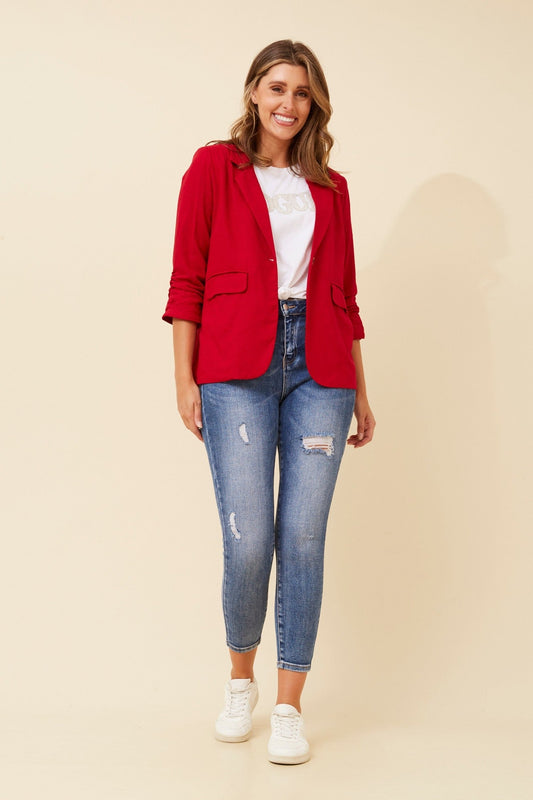 NOVELLA LINEN BLEND BLAZER (Black)