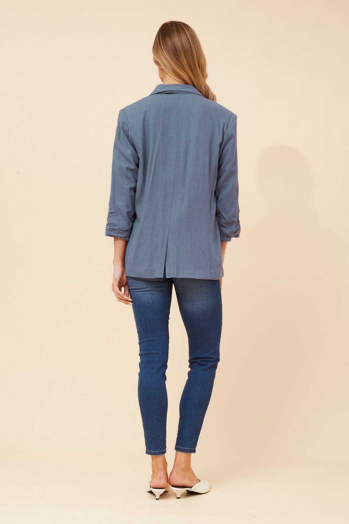 Caroline Morgan Australia NOVELLA LINEN BLEND BLAZER (Indigo)
