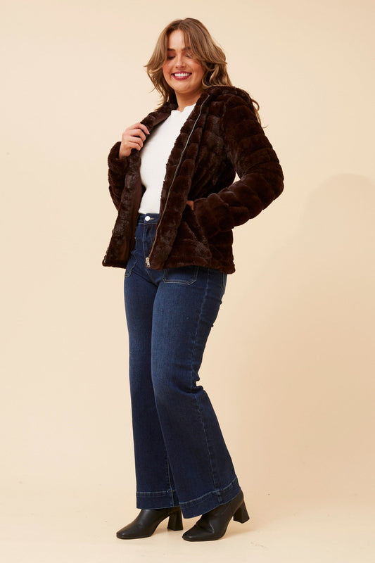 NOVAH FAUX FUR JACKET (Beige)