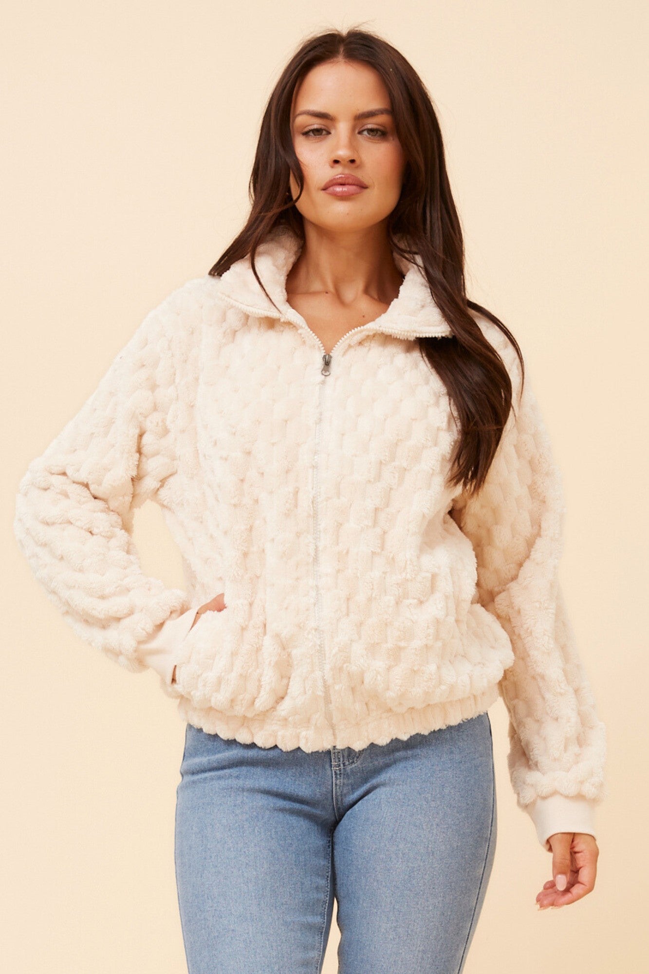 ONDINE FAUX FUR JACKET (Beige)