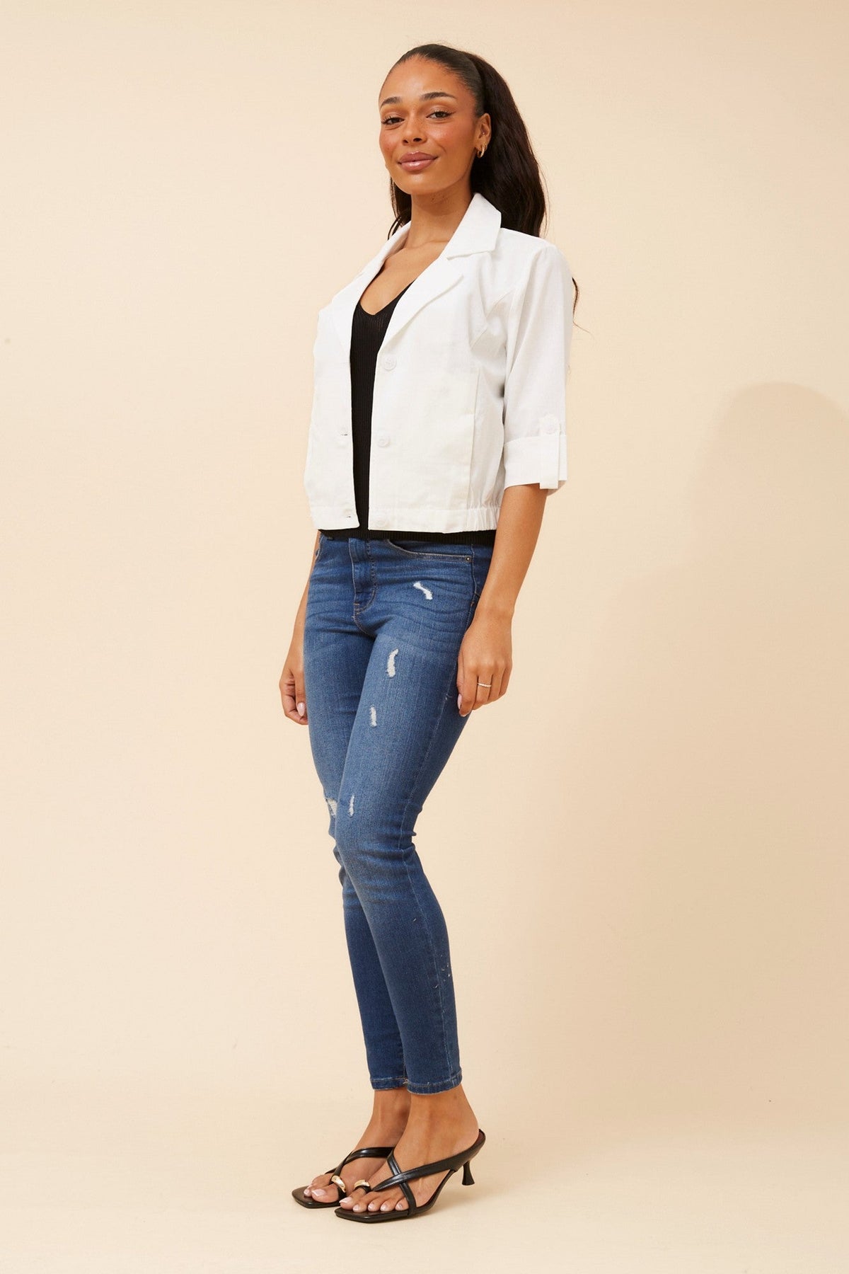 Caroline Morgan Australia CASIANE LINEN BLEND JACKET (White)