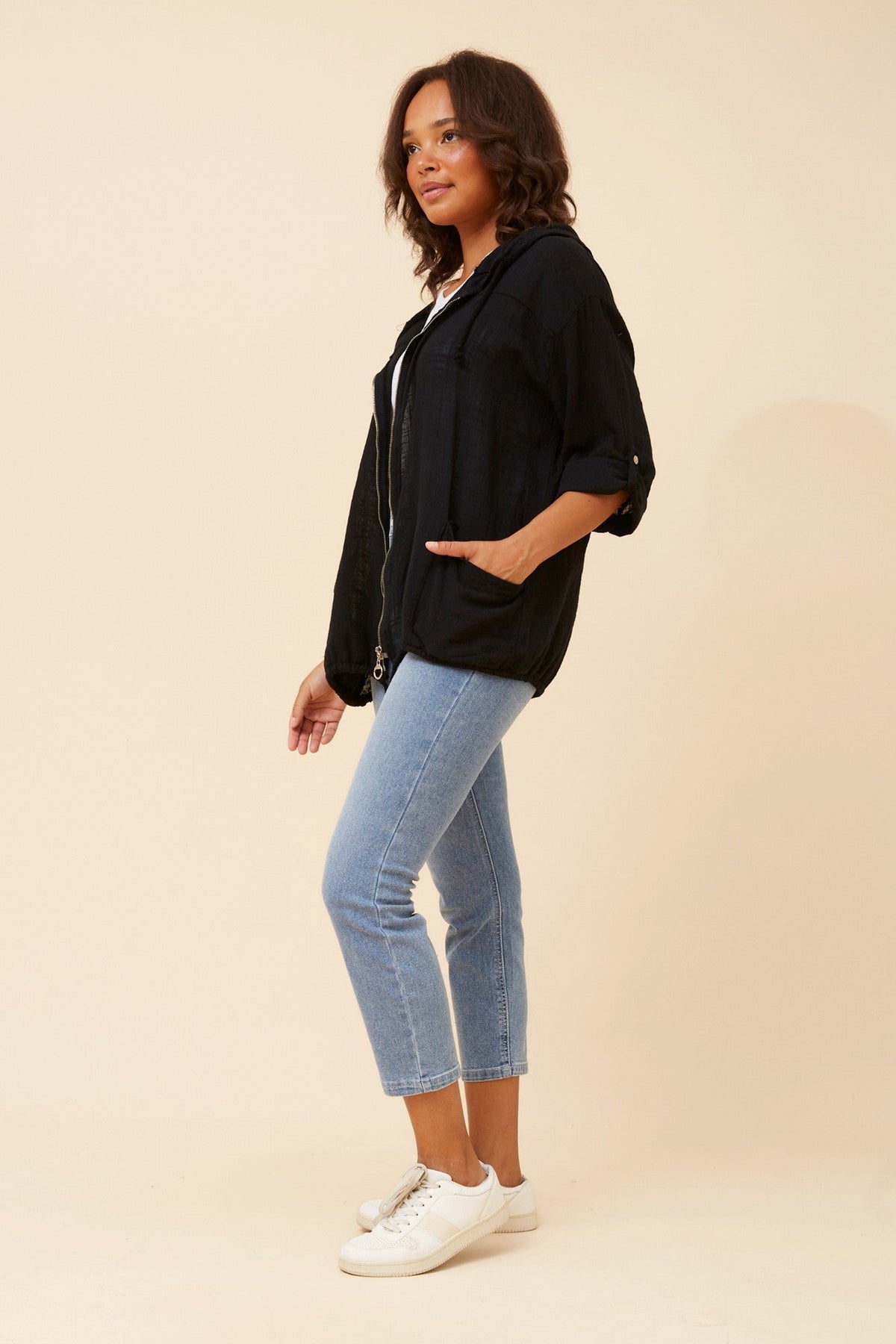 BOTTEGA MODA FIORINA SOLID JACKET (Black)