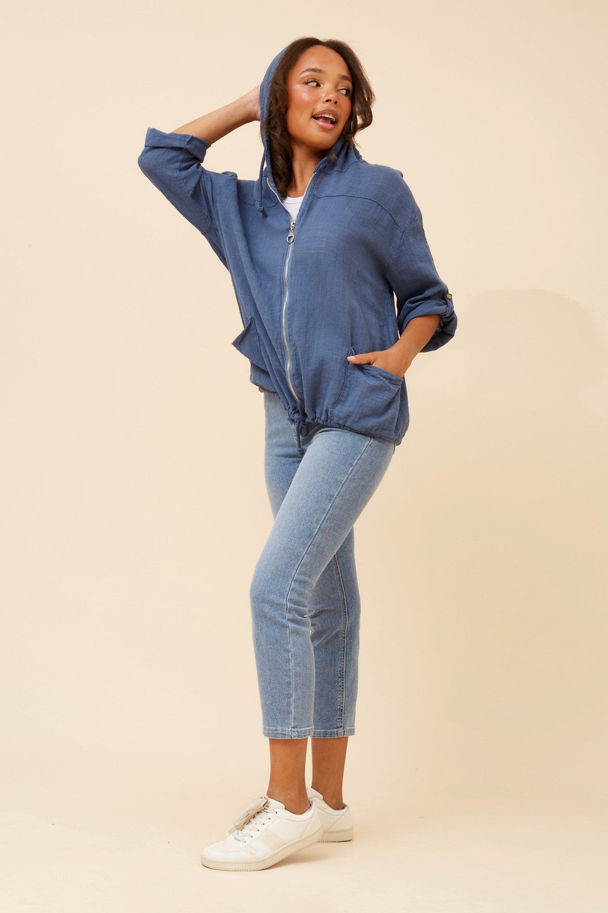 BOTTEGA MODA FIORINA SOLID JACKET (Denim)