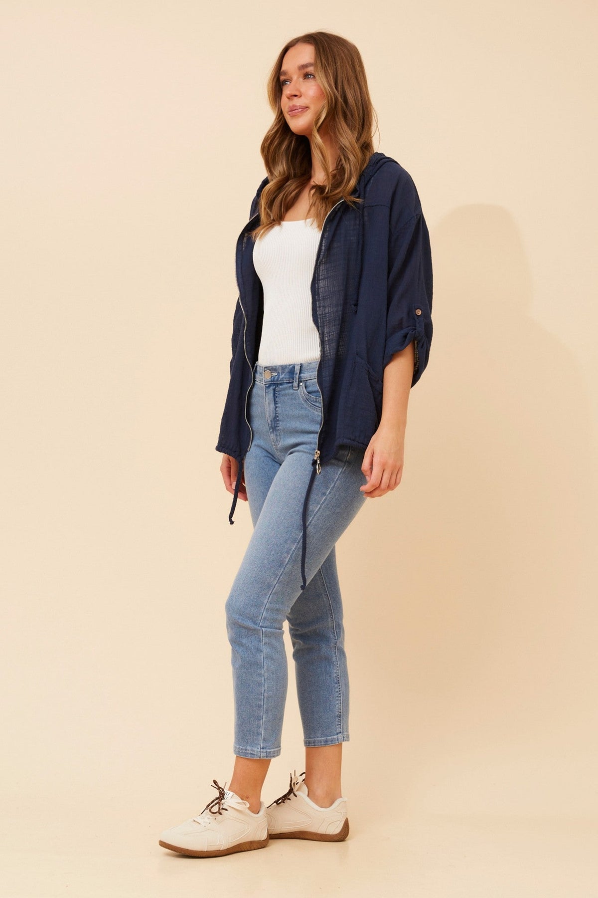 BOTTEGA MODA FIORINA SOLID JACKET (Navy)